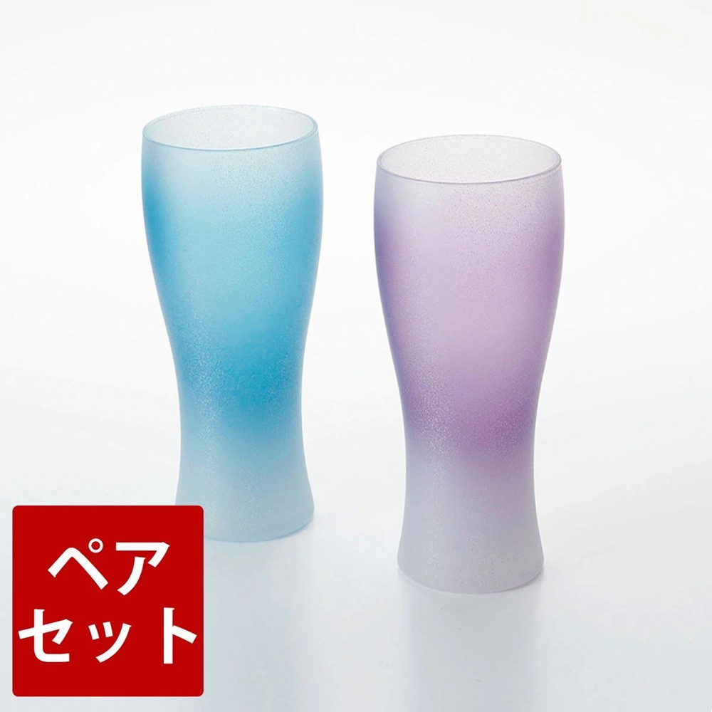 
            みよし漆器本舗 紀州塗り ぬりもん de Verre ビアグラス クールグラデーション ペアセット ブルー パープル 335ml
          