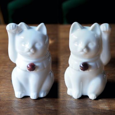 ふるさと納税 瀬戸市 【招き猫】瀬戸焼 Jeramic 2体セット　ガーネット(1月)