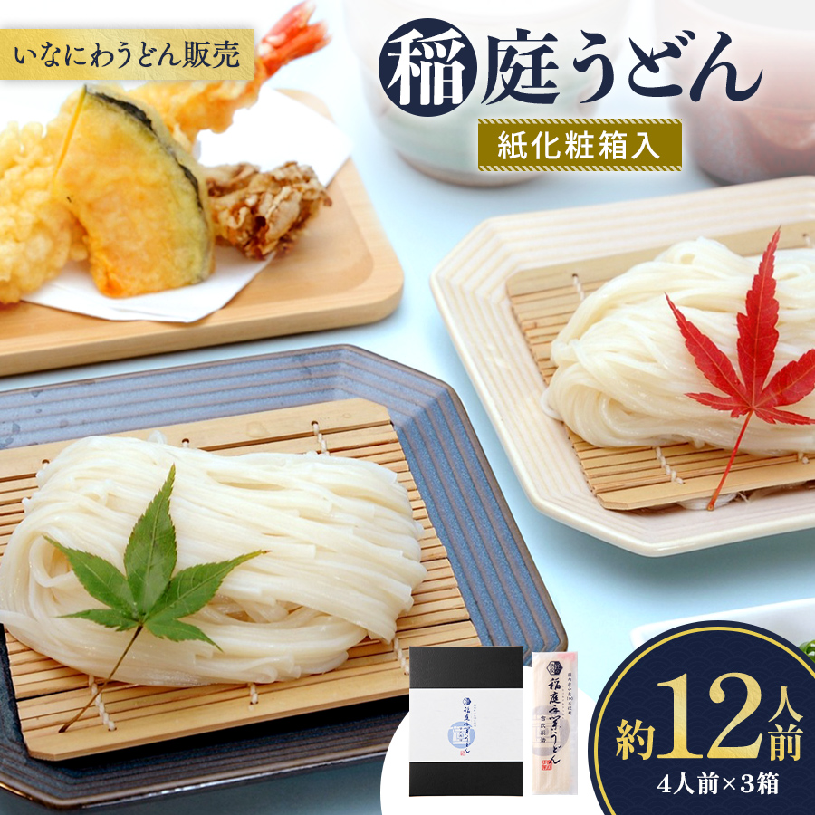 稲庭うどん紙化粧箱入 4人前×3箱 うどん 国産 小分け プレゼント 贈答 いなにわうどん【(株)稲庭うどん販売】[B4-15006]