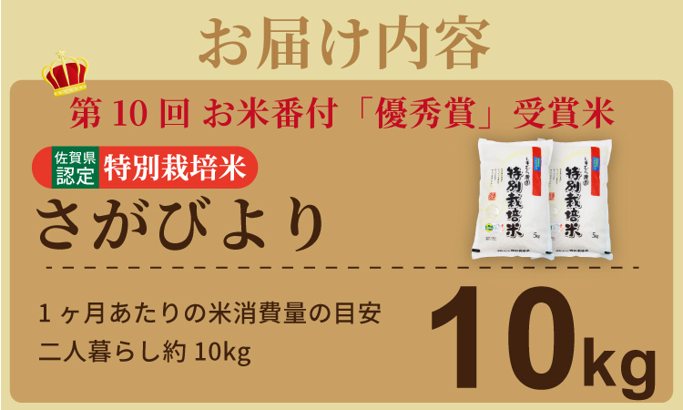 令和7年度産  お米番付「優秀賞」！しもむら農園さがびより（10ｋｇ） 送料無料 一等米 精米 白米 ブランド米 お米 白飯 人気 ランキング 高評価