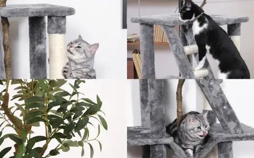 ねこの休ら木 マロン （ CD：58205 ） ロータイプ キャットツリー キャットタワー フェイクグリーン 猫 ネコちゃん ペット 運動不足解消 ストレス発散 遊び場 ペット用品 おしゃれ 50 P
