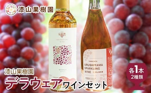 果樹園生まれの 漆山果樹園デラウェアワイン 「漆山ワイン (デラウェア) +  漆山スパークリングワイン (デラウェア)」 2種 各750ml 計2本セット 『漆山果樹園』 山形県 南陽市 [1524]