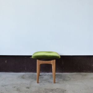 スツール 01 モケットグリーン　インテリア 椅子 イス 木製 オットマン デザイン オリジナル 家具 兵庫県 小野市