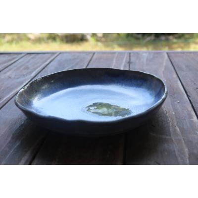 ふるさと納税 与論町 あーどぅる焼き　丸皿【サンゴ釉(青)】　大皿 |  | 01