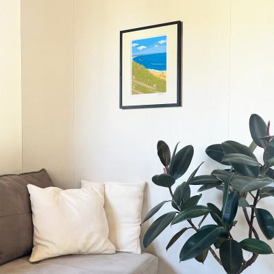 ふるさと納税 茅ヶ崎市 湘南・茅ヶ崎で描く、海を感じるイラストアート『ジークレーアートフレーム　SL-08』(大:四つ切) |  | 01