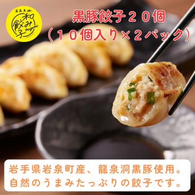 ふるさと納税 岩泉町 【岩泉黒豚 和み餃子】岩手県岩泉町産 龍泉洞黒豚使用の手包み餃子 20個