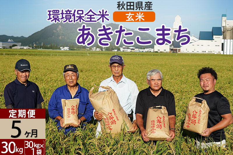 
            【玄米】《定期便5ヶ月》令和6年産 秋田県産 あきたこまち 環境保全米 30kg (30kg×1袋)×5回 計150kg
          