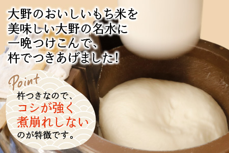 杵つきもち「白丸餅」計16個～大野のお米と名水でつきあげた手造りのお餅～【※12月15日までの入金確認分は年内配送】保存料 香料 不使用