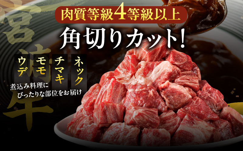 宮崎牛角切り肉(煮込み用)計1kg 肉 牛 牛肉 おかず 国産_T009-0292