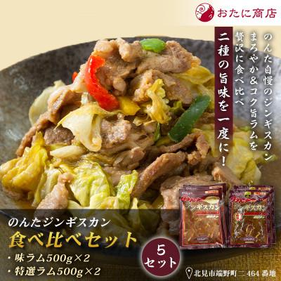 ふるさと納税 北見市 【ジンギスカン食べ比べ!】のんたジンギスカン食べ比べ　味ラム・特味ラム　各500g×2袋×5セット