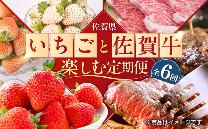 【先行予約】【全6回定期便】佐賀県の生産者を応援！いちごと佐賀牛を楽しむ定期便 / 白いちご いちご ステーキ 焼肉 すきやき 佐賀牛 / 佐賀県ふるさと納税 [41AAZZ009]