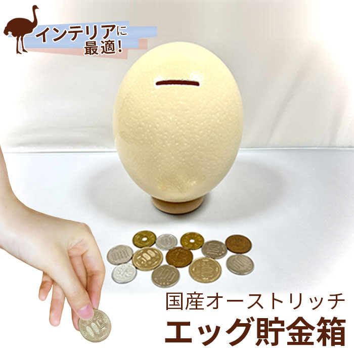 【ふるさと納税】 国産オーストリッチエッグ貯金箱【インテリアに最適！】 ／ ダチョウ 卵 インテリア 送料無料 埼玉県 No.017