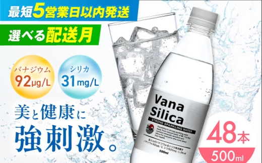 【3月発送】VanaSilica（バナシリカ） 富士山のバナジウム＆シリカ 強炭酸水 500ml 24本 2箱（計48本） 炭酸 強炭酸 炭酸水 大容量 ハイボール 割り材 割材 ペットボトル お水 飲料 飲料水 ドリンク 飲み物 備蓄 災害 大阪府高槻市/クリックル株式会社 [AOEH010] バナジウム シリカ 強炭酸水 大容量 ペットボトル 割材 飲料水