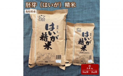 ＜7～10月配送不可＞鳥取県産胚芽米(計7kg・5kg袋 / 2kg袋) | 米 お米 胚芽米 健康米 精米 国産米 鳥取県産 栄養価 食物繊維 健康志向 ご飯 主食 食べやすい 家庭用 食材 保存 お取り寄せ 人気 おすすめ 鳥取県 境港市