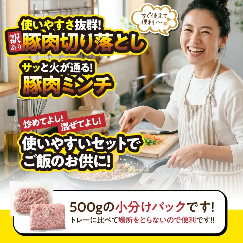 鹿児島県産豚肉 ＜ 訳あり ＞ 切り落とし （2,000g）・ 豚ミンチ （2,000g） セット KN179-002-04 訳アリ ワケアリ 肉 豚