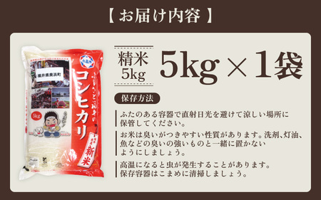 【先行予約】【令和7年産・新米】米 コシヒカリ 5kg × 1袋 精米 福井県美浜町産【2025年9月下旬発送予定】 新米 こしひかり コシヒカリ 白米 精米 お米 [m60-a017_09]
