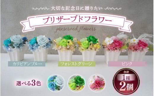 【グリーン】プリザーブドフラワー 2個セット ＜ペアで飾って＞
