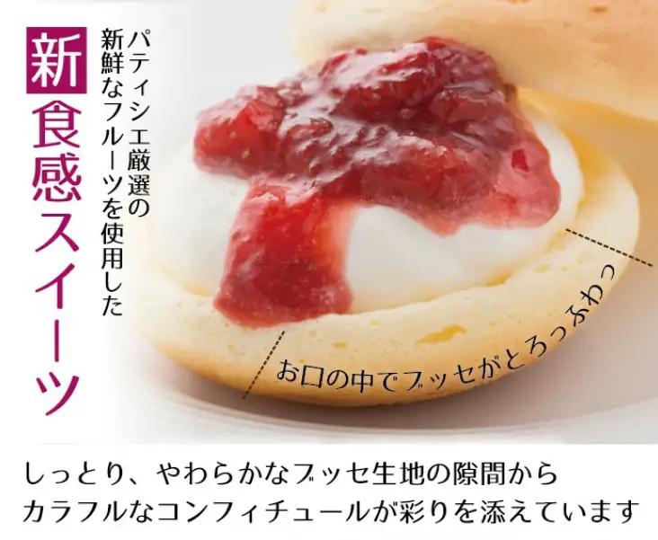 ふわとろブッセ10個入り（5種×各2個）【甘さ控えめ 洋菓子 スイーツ 福井県産 フルーツ チーズ風味 高井屋】 [A-019001]