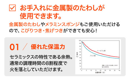 【直火・電子レンジ対応】耐熱セラミックス製 ニュートーセラム鍋 (22cm)  /こびりつき なし 鍋 直火 なべ 鍋 軽い なべ キッチン用品 鍋 両手鍋 鍋 なべ 鍋 調理器具 鍋 なべ 鍋 なべ