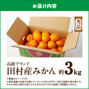 G7339_【2026年11月下旬頃より発送】高級ブランド 秀品 紀州有田田村産みかん 3kg 濃厚 糖度 酸味 バランス 甘さ コク 国産 みかん 有田みかん フルーツ 果物 果実 デザート おやつ