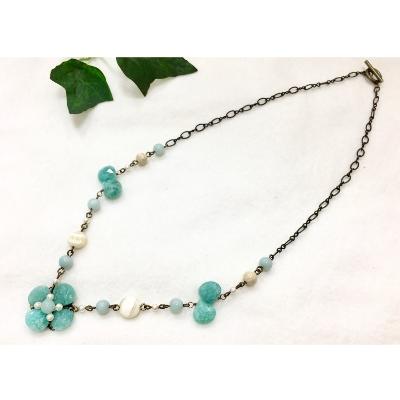 ふるさと納税 小山市 天然石アマゾナイトのフラワーネックレス |  | 02