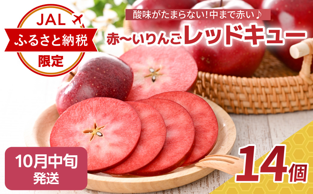 【JALふるさと納税限定】【2026年10月中旬発送】 果肉まで赤い りんご レッドキュー 約2kg（14個） 青森県 五所川原市【 リンゴ 林檎 果物 レア品種 】