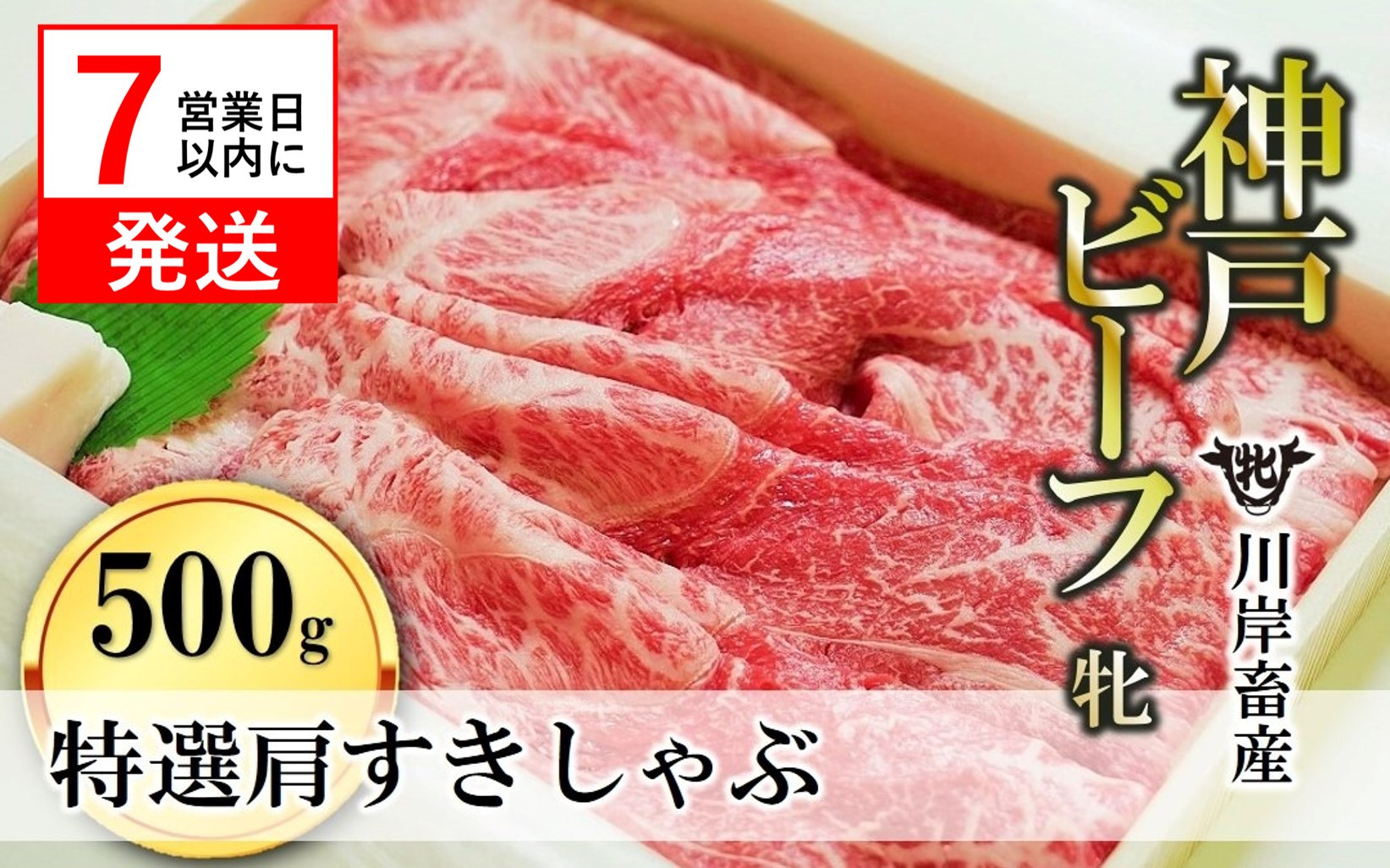 
【神戸牛 牝】【７営業日以内に発送】特選肩すき焼き・しゃぶしゃぶ用:500g 川岸畜産 （29-4）
