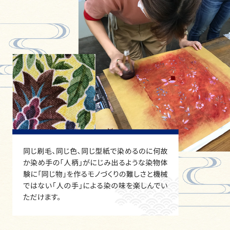 染の里おちあい　染色体験　テーブルセンター更紗型染め