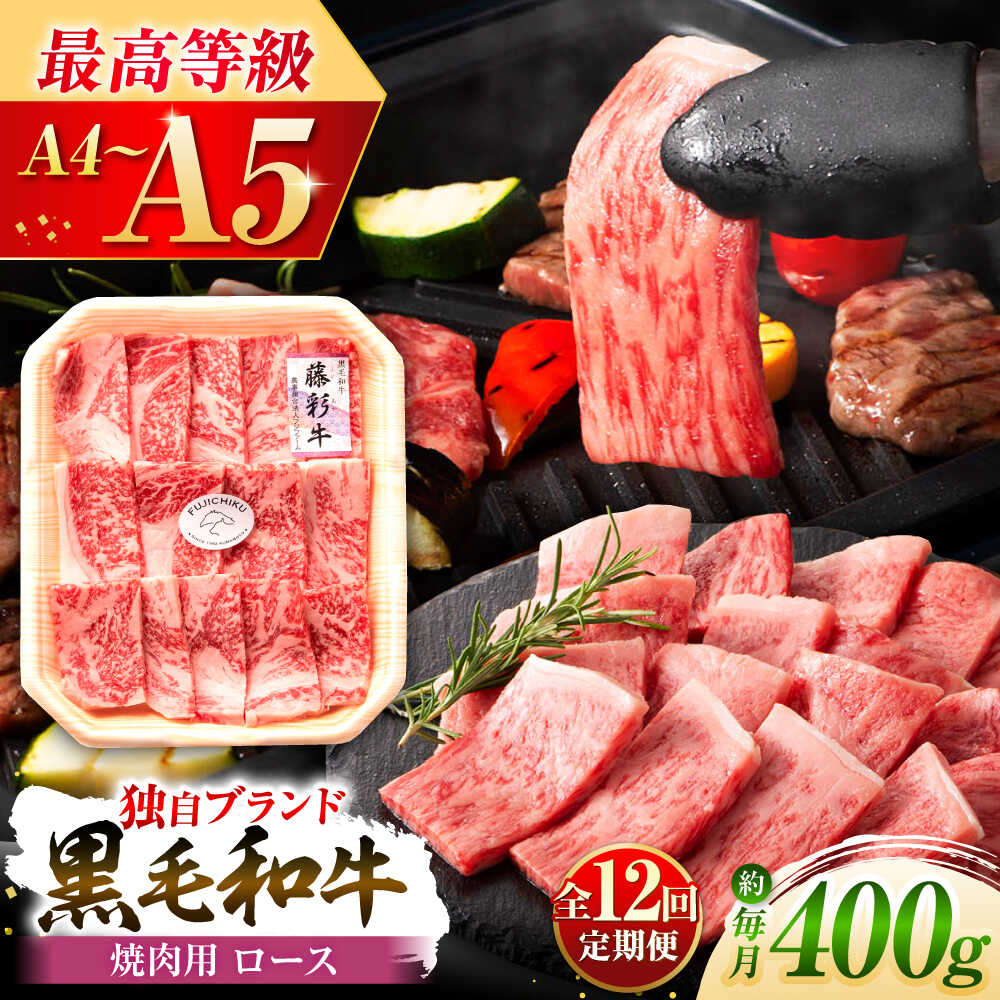 【ふるさと納税】【全12回定期便】フジチク 藤彩牛 ロース 焼肉用 約400g 牛肉 黒毛和牛 国産 400g 牛 肉 焼き肉 やきにく ろーす 部位 熊本 菊陽 うし ぎゅう ぎゅうにく【株式会社フジチク】[BHAD095]