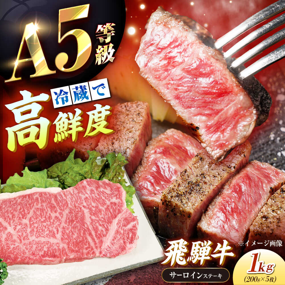 【ふるさと納税】【チルド（冷蔵）発送！】 牛肉 「飛騨牛」 A5等級 サーロインステーキ 200g×5枚 / 肉 お肉 にく牛肉 飛騨牛 和牛 国産和牛 ブランド牛 お取り寄せ ステーキ 焼肉 おすすめ 人気 贈答用 ギフト 焼肉 バーベキュー /恵那市/東美濃農業協同組合[AUFX014]