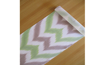 F23-85 山下健 板締絣九寸名古屋帯（緑×茶）【数量限定】