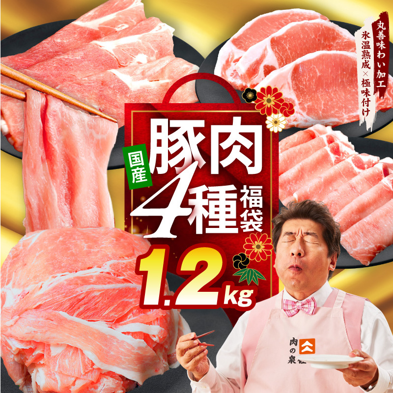 国産 豚肉 4種 総量 1.2kg【300g×4P 氷温熟成×極味付け 小分け ぶたにく 普段使い 野菜炒め】 mrz0247