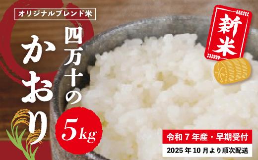 米 5kg 【 新米 令和7年産 】コシヒカリ 香り米 ヒエリ 入り 四万十のかおり 国産 こしひかり 早期受付 ブレンド 精米 白米 ごはん おいしい ふっくら もちもち 高知県 四万十市 四万十 しまんと 土佐 【2025年10月より順次配送】25-152