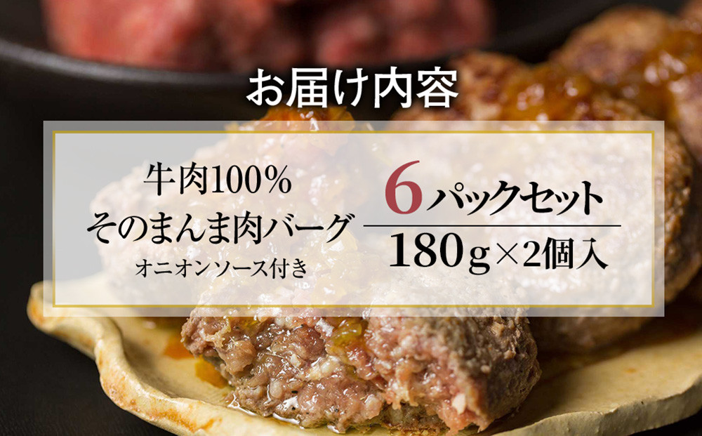 【４日以内発送】【The Oniku】そのまんま肉バーグ6パックセット（180g×2個入り×6パック）【配送不可：離島】