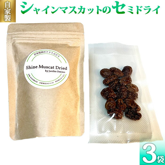 【ふるさと納税】自家製シャインマスカットのセミドライ（50g） 3袋セット【Jardin Omino】
