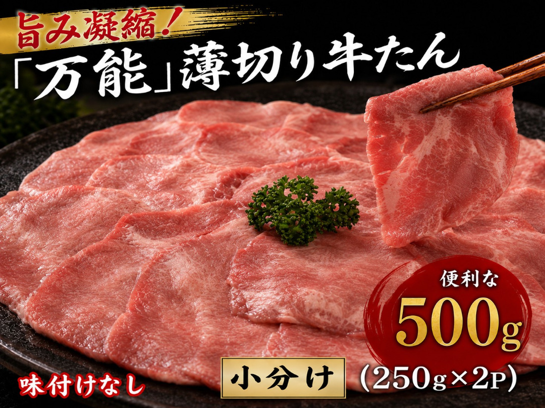 旨味凝縮！「万能」薄切り牛タンたっぷり500g小分け（250g×2P） | 牛たん 牛肉 牛 ぎゅう肉 薄切り 小分け 牛たん 牛タン ぎゅう肉スライス 小分け 人気 牛肉 牛タン【sari011】