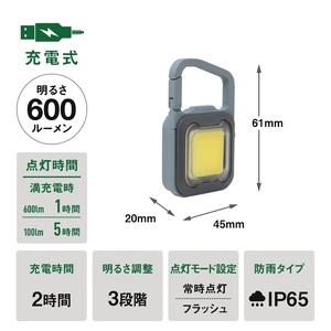 musashi COB-WL006GB 充電式スーパーフラッシュライト6W[グレイッシュブルー]《 ムサシ 充電式 LED スーパーフラッシュライト ライト 防水 アウトドア 防犯 災害 》【2400