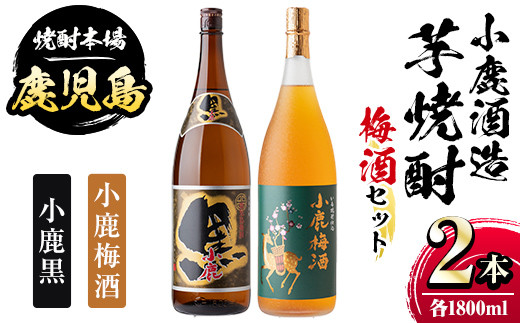 A44006 小鹿酒造芋焼酎・梅酒セット！小鹿黒・小鹿梅酒(各1800ml・計2本) ふるさと納税 肝付町 特産品  鹿児島 国産 酒 アルコール 焼酎 芋焼酎 梅酒 黒麹 一升瓶 ロック お湯割り ソーダ割 飲み比べ 宅飲み セット ギフト 贈答【肝付町観光協会】