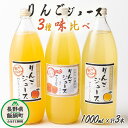 【ふるさと納税】 信州産 りんごジュース 3種類 [ ふじ シナノゴールド シナノリップ ] セット 1000ml × 3本 大友農場 エコファーマー認定 沖縄県への配送不可 長野県 飯綱町 〔 飲料 果汁飲料 りんご リンゴ 林檎 ジュース 信州 9500円 〕