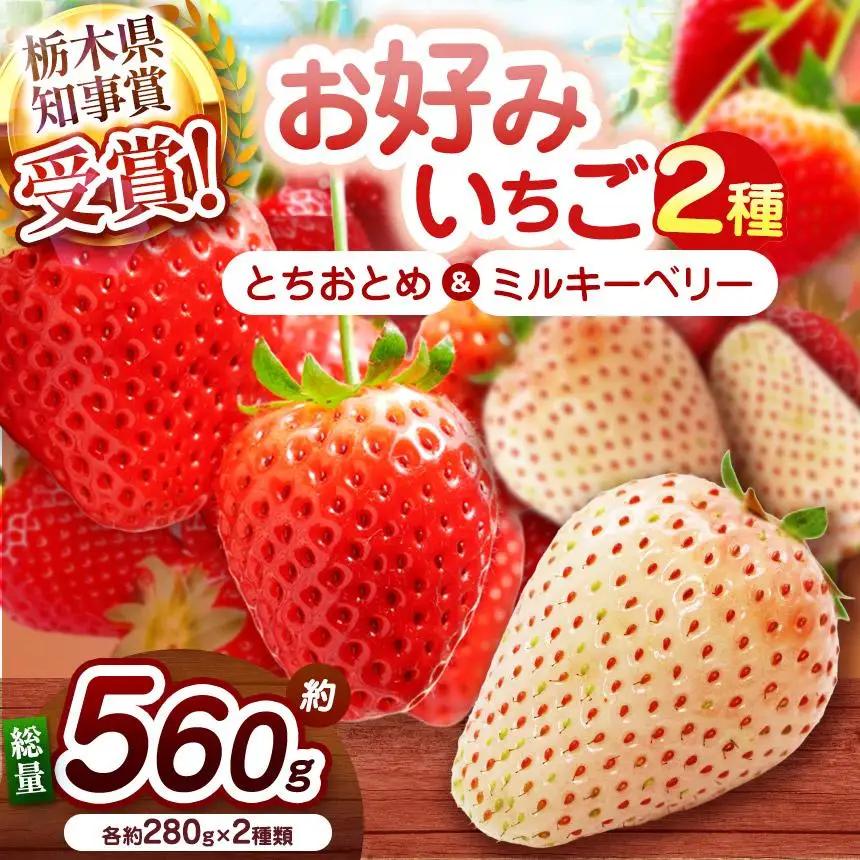 【2027年先行予約】元祖とちおとめ×白いちごミルキーベリー 食べ比べセット 560g