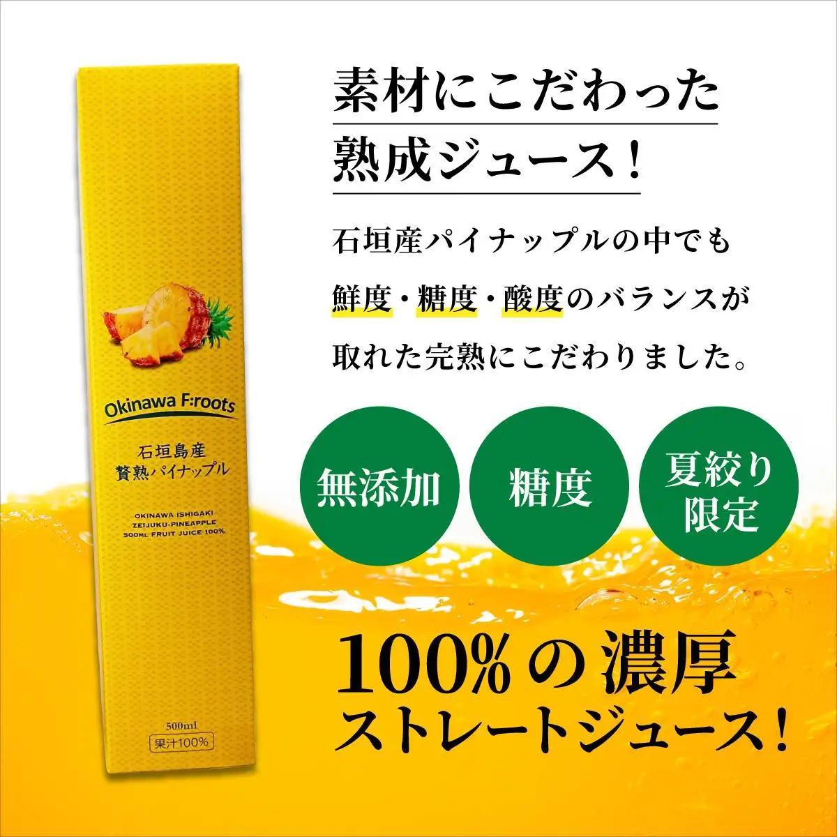 贅熟 石垣島産パインアップルジュース(100%) 500ml×12本