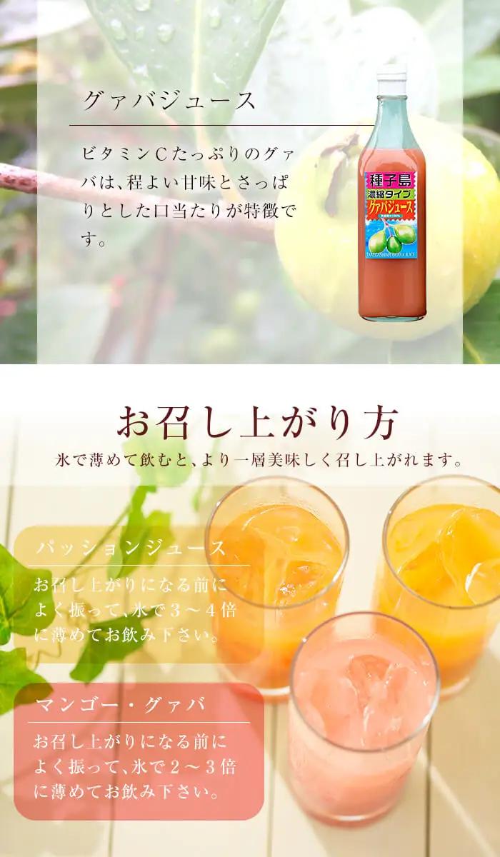 n028 パッション・グァバ・マンゴー ジュース セット 合計3本・各500ml 鹿児島 種子島 希釈タイプ フルーツ 【菓心利休】