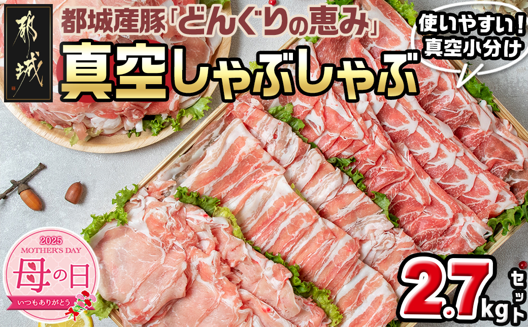 【母の日】「どんぐりの恵み豚」真空しゃぶしゃぶ2.7kgセット≪5月8日～11日お届け≫_17-1102-MG