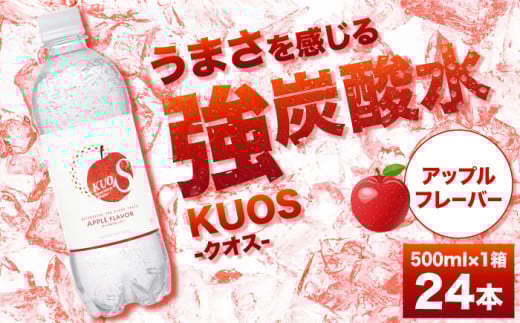 【単品】強炭酸水クオス アップルフレーバー 500ml×24本 炭酸水 たんさんすい 炭酸 たんさん 水 飲料水 みず 定期便 単品 アップル 日田市 / 株式会社OTOGINO [AREF014]