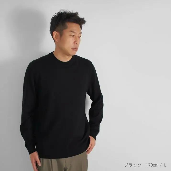 【先行予約】カシミヤニット クルーネック セーター ( ブラック・LL ) メンズ