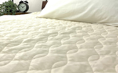 丸洗いOK　麻（リネン）混　敷きパッド　シングル　中わた脱脂綿100%　生成り1枚　PK-1506S