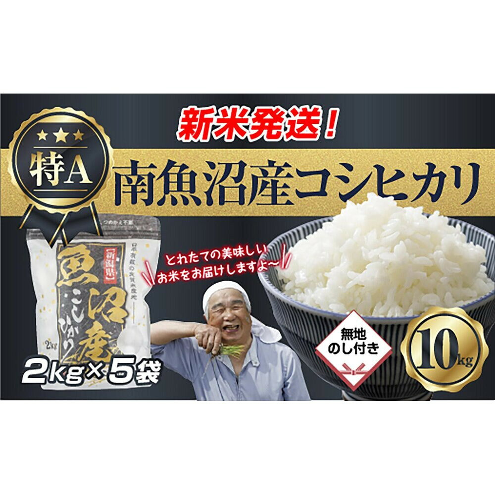 【ふるさと納税】【令和8年産　新米予約】「無地のし」 新潟県 南魚沼産 コシヒカリ お米 2kg×5袋 計 10kg 精米済み（お米の美味しい炊き方ガイド付き） お米 こめ 白米 こしひかり 食品 人気 おすすめ 魚沼 南魚沼 南魚沼市【2026年10月中旬より1ヶ月以内に順次発送予定】
