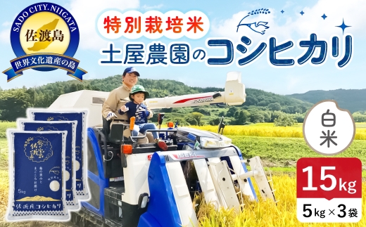 佐渡島産コシヒカリ 白米 15kg 令和8年産 特別栽培米 土屋農園 | 新潟県産コシヒカリ 新潟産コシヒカリ 佐渡産コシヒカリ 新潟県産こしひかり 佐渡産こしひかり お米 米 こしひかり 白米 精米 おこめ コメ 15キロ にいがた さど 新潟県 佐渡市