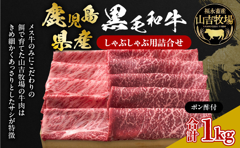 
                  福永畜産 山吉牧場 鹿児島県産黒毛和牛 しゃぶしゃぶ用詰合せ　K326-006
                
