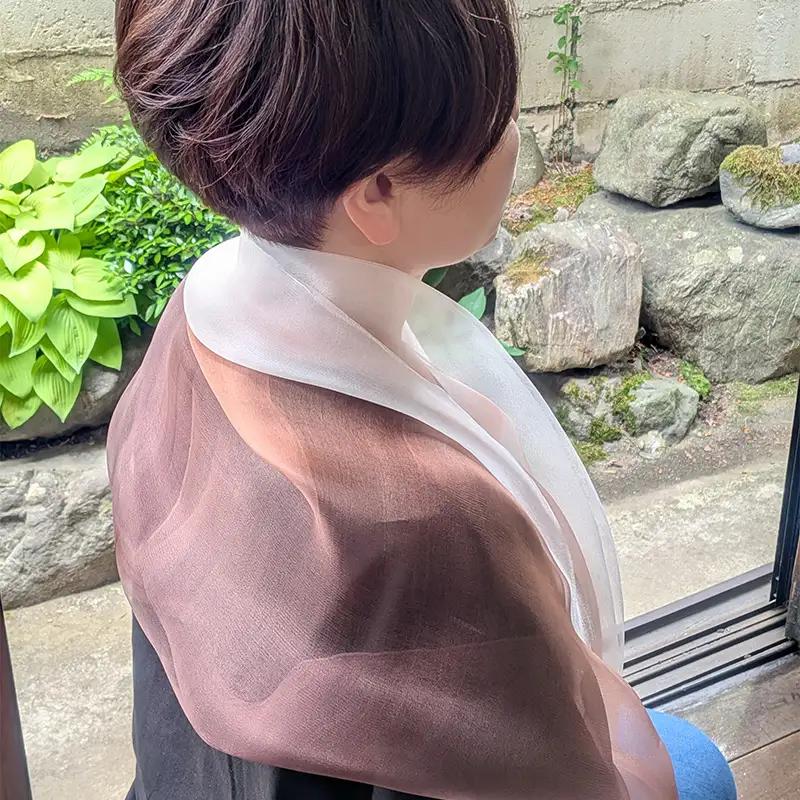 ダブルエアリーストール チョコ ファッション小物 ファッションアイテム 服飾品 ファッション 川俣町 福島県 FAF-0232